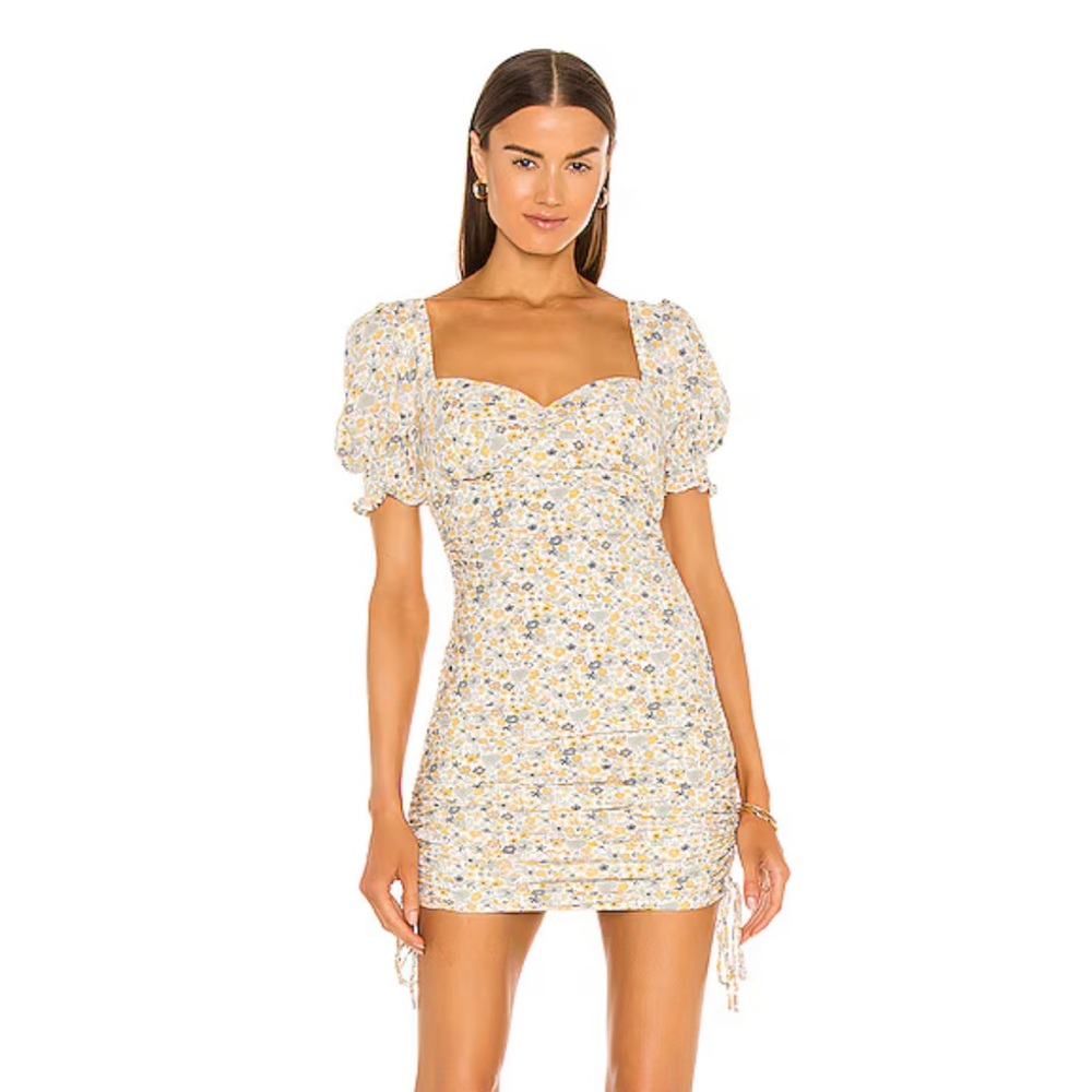 Cindy Sweetheart Dress in Soft Yellow Floral
Bardot